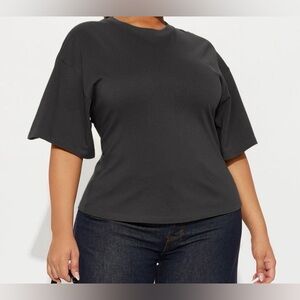 Fashion Nova Relaxed Crewneck Short Sleeve Tee — Charcoal